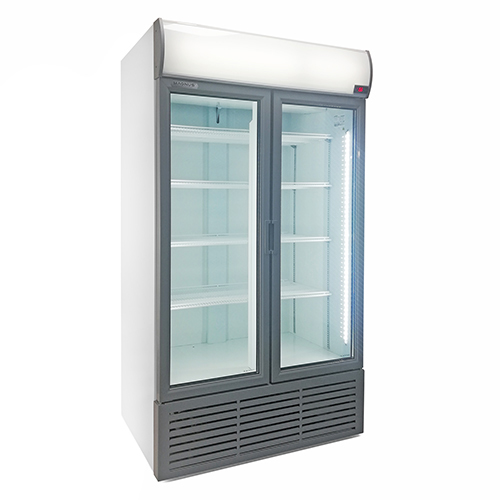 Armário frigorífico expositor duplo com display e portas pivotantes 0 / 10 ºC, 852 l