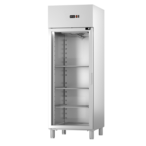 Armario frigorífico de conservación GN2/1 con puerta de cristal, 700 l