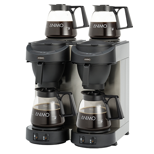 Double coffee brewer machine with glass jars - manual filling