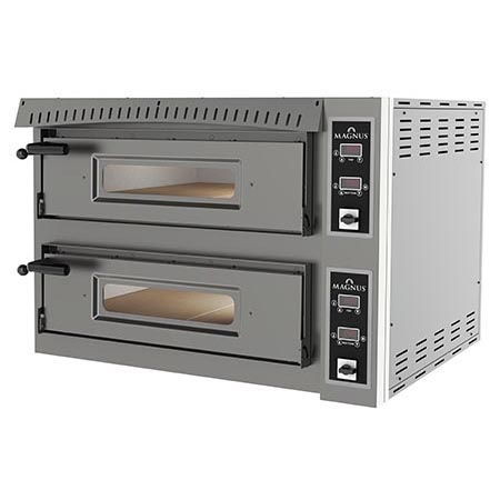 Electric pizza oven with full refractory stone chamber, 2 chambers 670x1035x135 mm - digital