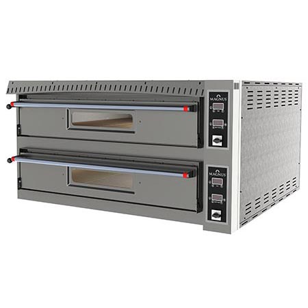 Electric pizza oven with full refractory stone chamber, 2 chambers 1020x1035x135 mm - digital