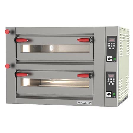 Electric pizza oven with full refractory stone chamber, 2 chambers 1020x685x150 mm - digital