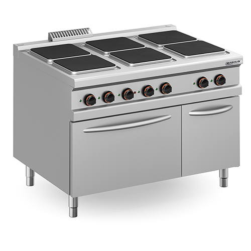Electric stove with 6 square plates (6x 300x300 mm) + electric oven + door