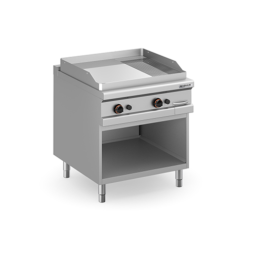 Gas fry-top with chromed mixed plate 780x720 mm, free standing