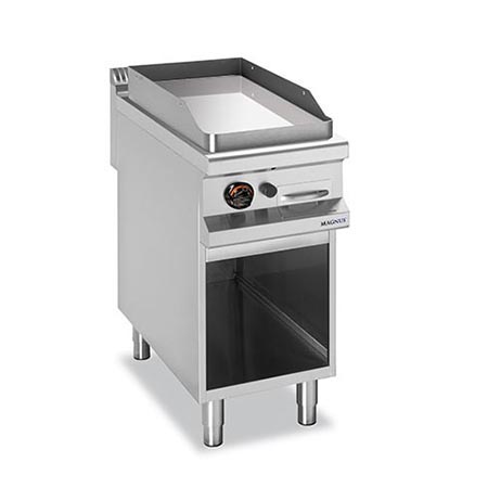 Gas fry-top with chromed smooth plate 380x720 mm, free standing