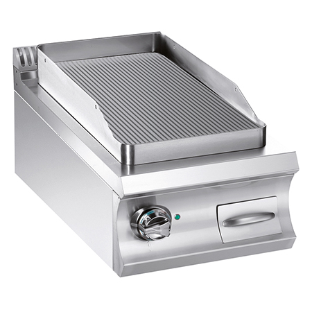 Electric fry-top with grooved plate 380x720 mm, TOP