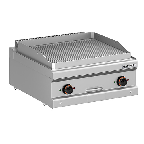 Electric fry-top with grooved plate 650x570 mm, countertop