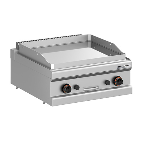 Gas fry-top with chromed smooth plate 650x570 mm, countertop