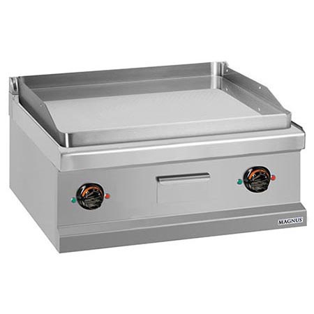 Electric fry-top with chromed smooth plate 650x570 mm, countertop