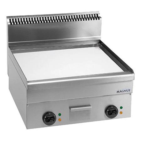 Electric fry-top with chromed smooth plate 600x510 mm, countertop