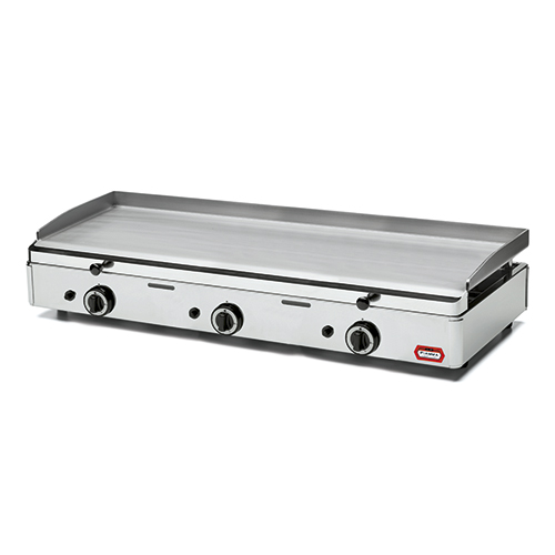 Polished steel gas griddle plate, 983x395 mm