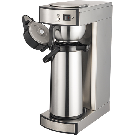 Coffee brewer for stainless steel thermos jugs - automatic filling