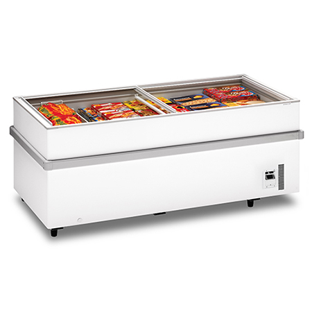 Sliding glass lids freezer, 893 l