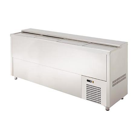 Stainless steel front bar chest cooler with four doors