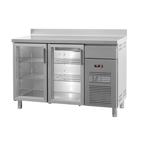 Bancada refrigerada de bar com 2 portas de vidro, 224 l