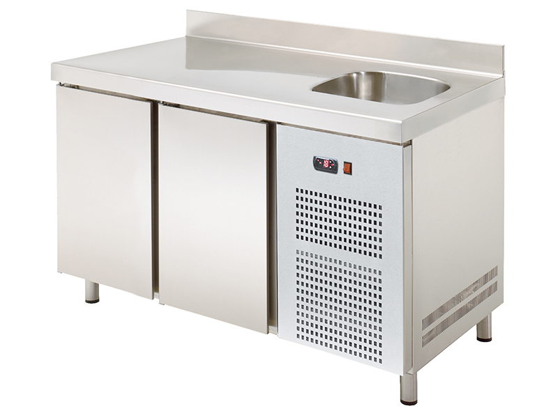 Refrigerated counter with sink (350x360x150 mm), 255 l