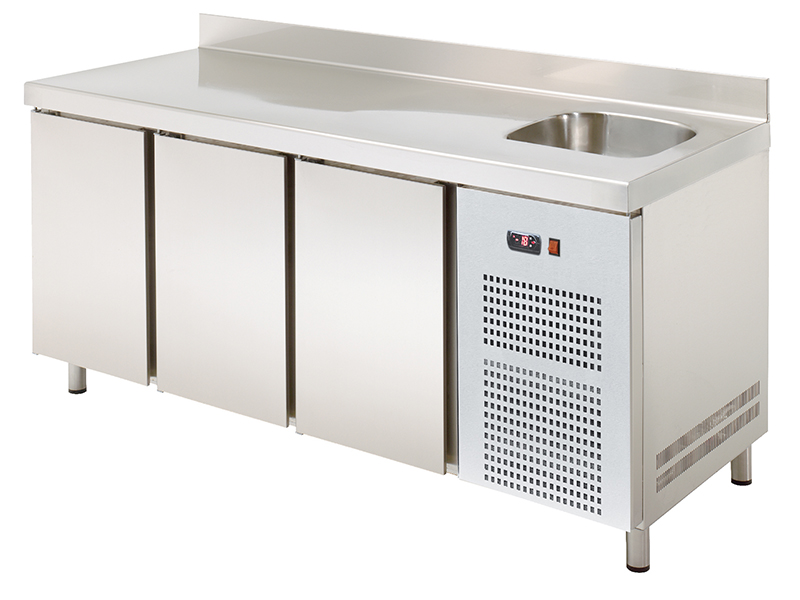 Refrigerated counter with sink (350x360x150 mm), 395 l