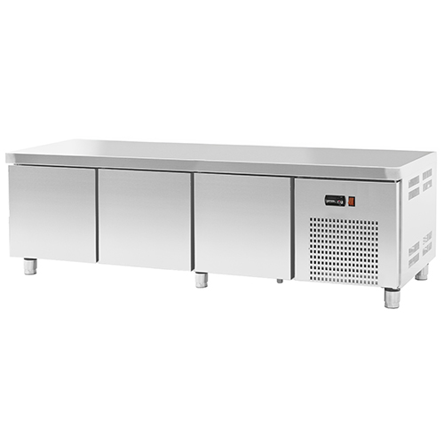 Base refrigerada para linha queima com 3 gavetões, sem alçado, 121 l