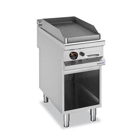 Fry-top a gas, plancha acanalada 380x720 mm, mueble