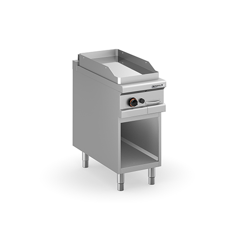 Gas fry-top with chromed smooth plate 380x720 mm, free standing