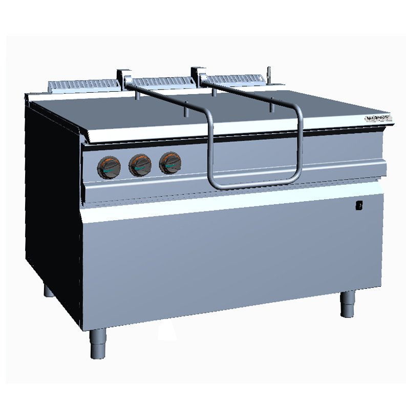 Gas braising pan, stainless steel tank 120 l