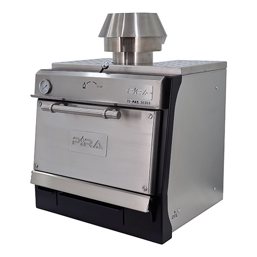 Horno de brasa de acero inoxidable con frontal pintado, 60 kg/h - puerta ciega