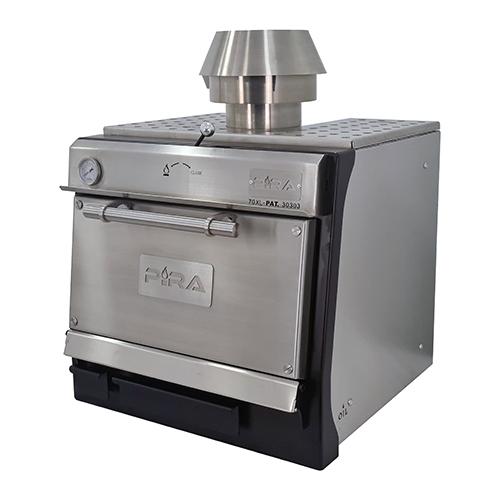 Horno de brasa de acero inoxidable con frontal pintado, 65 kg/h - puerta ciega