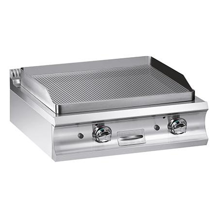 Gas fry-top with grooved plate 780x720 mm, TOP