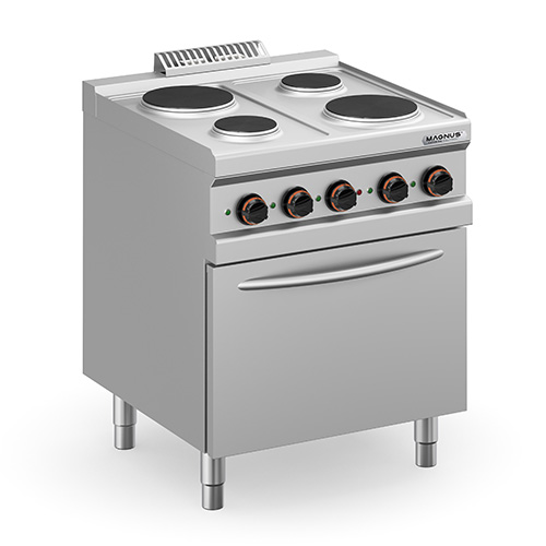 Fogão elétrico com 4 placas redondas (2x Ø145mm + 2x Ø220mm) + forno elétrico