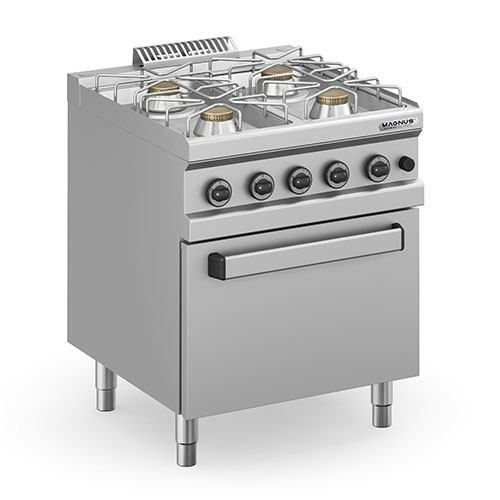 Cocina a gas con 4 quemadores + horno a gas GN2/1