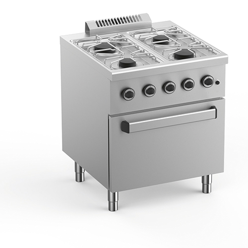 Cocina a gas con 4 quemadores + horno a gas GN2/1