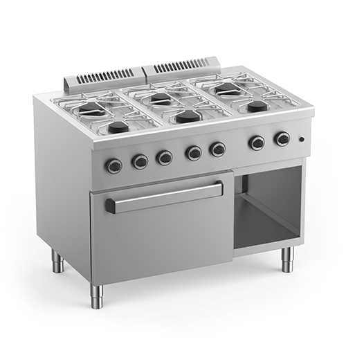 Cocina a gas con 6 quemadores + horno a gas GN2/1