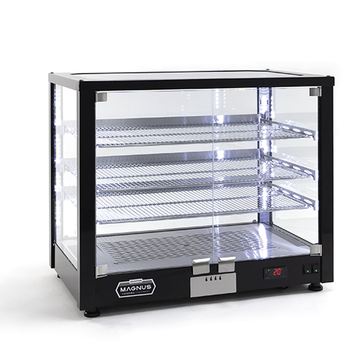 Vitrina caliente ventilada de sobremesa, 3 estantes