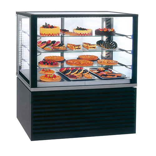 Vitrine panorâmica refrigerada, 3x GN1/1, 3 prateleiras - Preto