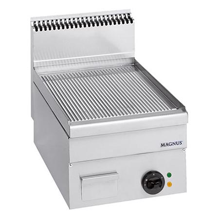Electric fry-top with grooved plate 400x510 mm, countertop