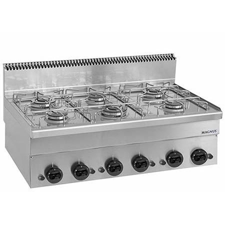 Cocina a gas con 6 quemadores, sobremesa