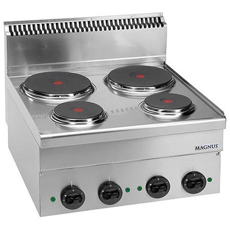 Cocina eléctrica con 4 placas redondas (2x Ø145mm + 2x Ø220mm), sobremesa