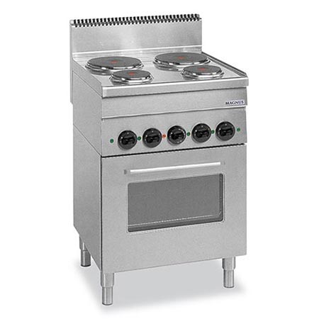 Fogão elétrico com 4 placas redondas (2x Ø145mm + 2x Ø220mm) + forno multifunções elétrico