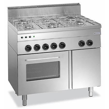 Cocina a gas con 6 quemadores + horno multifunción a gas