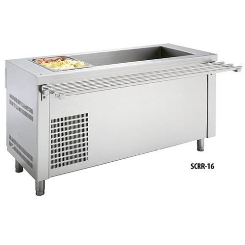 Counter with refrigerated well and under storage, 3x GN1/1, 150 mm