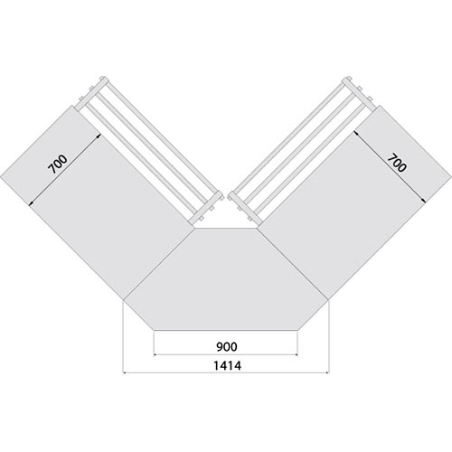 Neutral corner unit, internal angle 90º