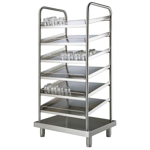 Glassware dispenser with 6 shelves