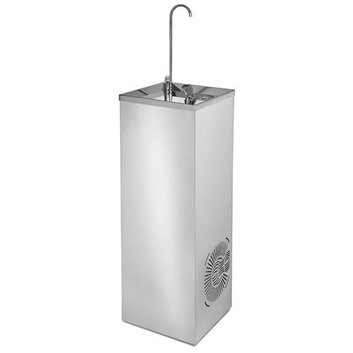 Fuente de agua manual en acero inox con llenabotellas