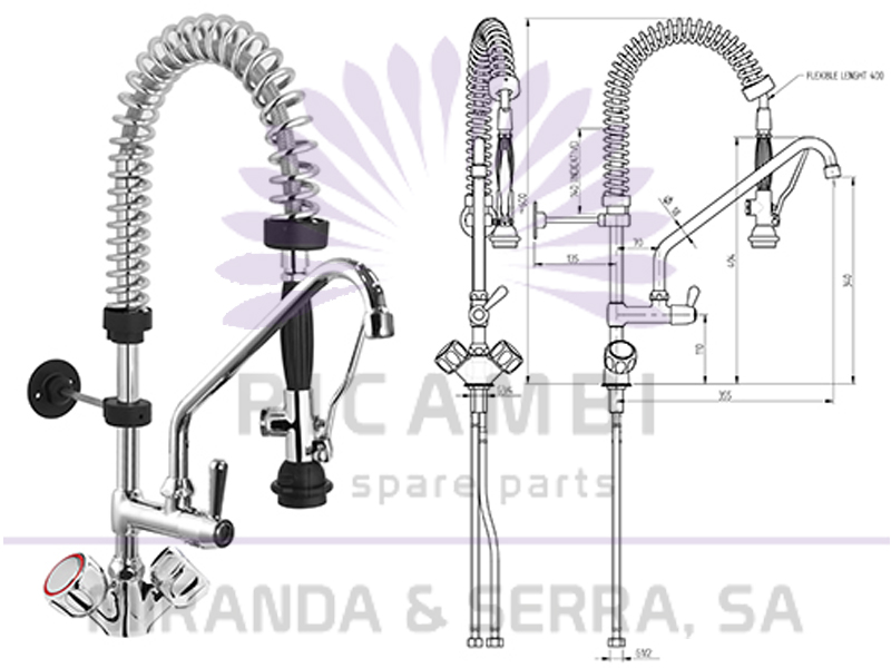 Mezcladora de sobremesa mono agujero con fuente y ducha compacta MB1BD XS-P