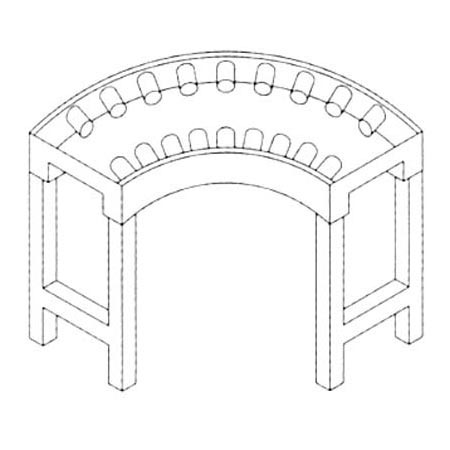 Curvas de rolos 90ºC com pio, LPA 1070x1070x880 mm (Para todos os modelos TR)