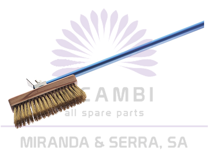 Ajustable brass brush with anodised aluminium handle and scraper (handle = 1500 mm, brush = 200x60x110 mm)