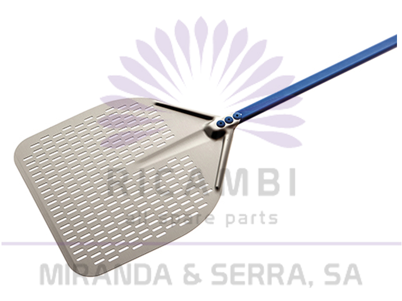 Aluminum rectangular perforated pizza peel (peel = 330 mm, handle = 1500 mm)